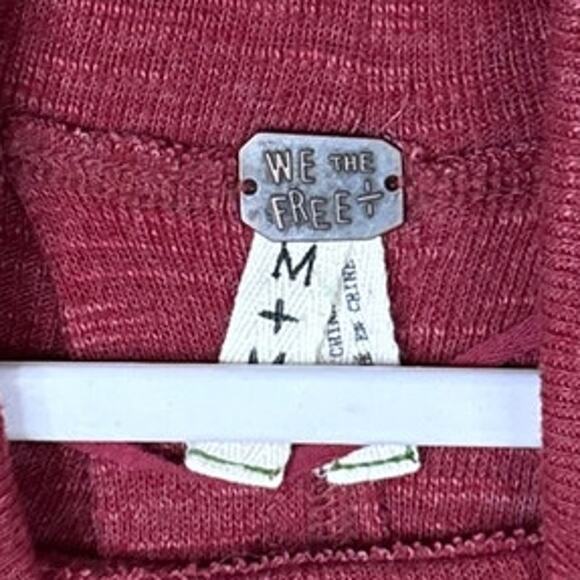 We The Free People Split Back Turtleneck Top Long Sleeve Brick Red Size Medium - Picture 5 of 11